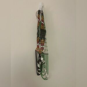 2 Beaded Multi-Strand Necklace - Green, Black, White, Red, Yellow